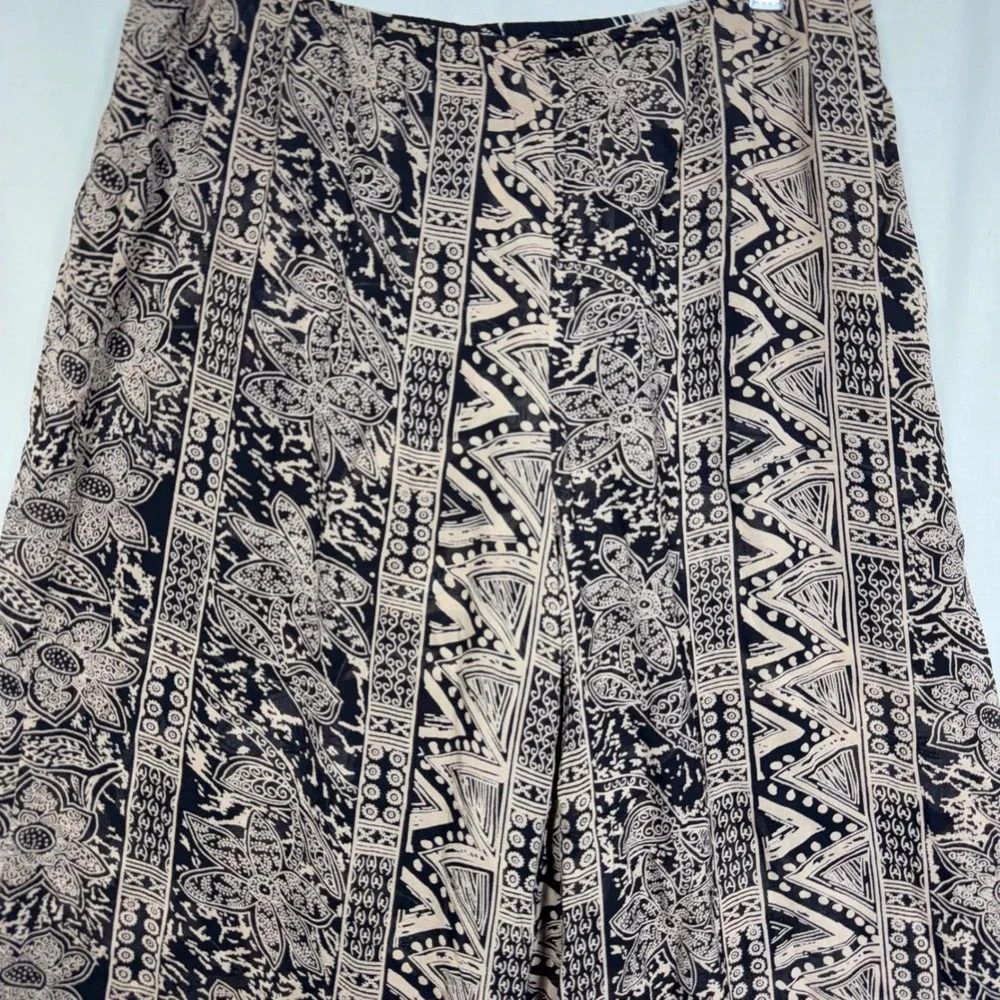 Wide Leg Palazzo Pants Womens Large Two-Sided Floral Tribal Batik Boho Flowy